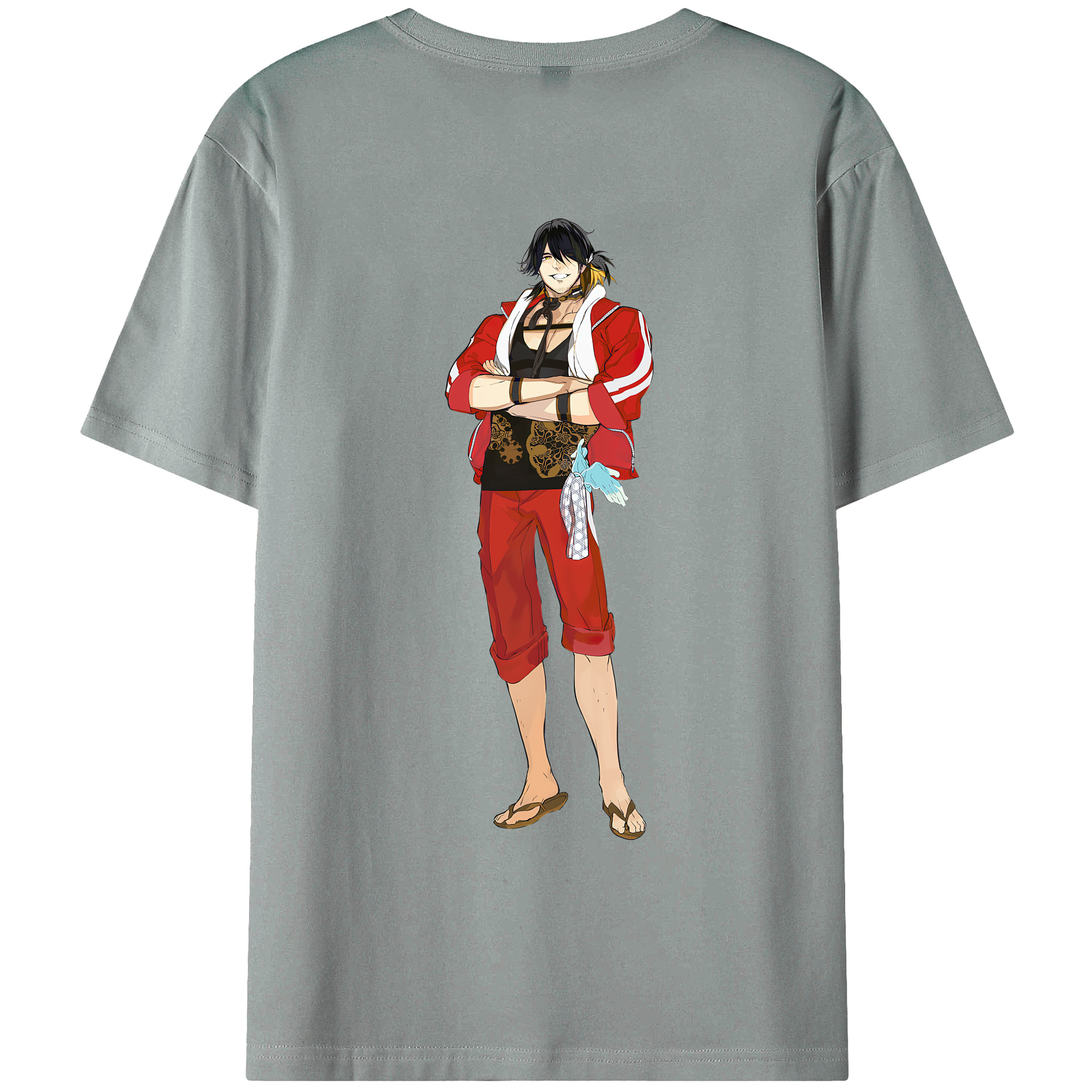 （画像用） 刀剣乱舞 Touken Ranbu 綿100％ メンズ半袖Tシャツ（バックプリント） 通気性